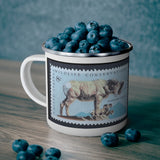 Bighorn Sheep Vintage Postage Stamp Enamel Camping Mug
