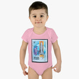 Space Rocket Stamp Baby Onesie
