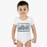Dinosaur Stamp Baby Onesie