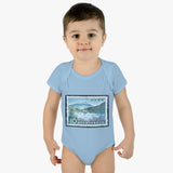 Mountains of Asia Stamp Baby Onesie