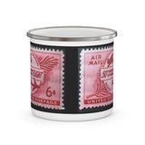 Air Mail Flight Vintage Postage Stamp Enamel Camping Mug