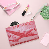 Air Mail Red Plane Clutch Bag