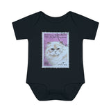 White Persian Cat Stamp Baby Onesie