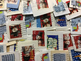 50 Snowman Postage Stamps, Used craft supplies, holiday, ephemera