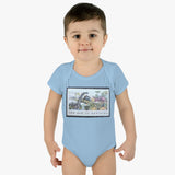 Dinosaur Stamp Baby Onesie