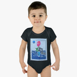 Skeleton Rose Stamp Baby Onesie