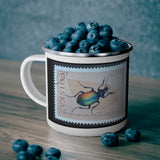 Beetle Bug Vintage Postage Stamp Enamel Camping Mug