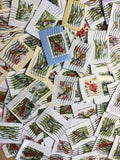 50 Winter bird postage stamps, Christmas, songbird craft supplies ephemera