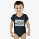 Dinosaur Stamp Baby Onesie