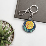 Yellow Rose Flower Keyring
