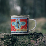 Bee Vintage Postage Stamp Enamel Camping Mug