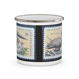 Brown Pelican Vintage Postage Stamp Enamel Camping Mug