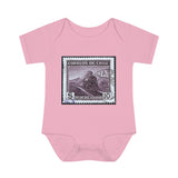 Train Stamp Baby Onesie