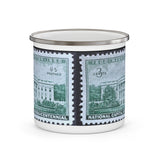 White House 1950s Vintage Postage Stamp Enamel Camping Mug
