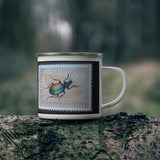 Beetle Bug Vintage Postage Stamp Enamel Camping Mug