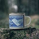 Special Delivery Vintage Postage Stamp Enamel Camping Mug