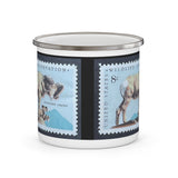 Bighorn Sheep Vintage Postage Stamp Enamel Camping Mug