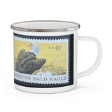Bald Eagle Vintage Postage Stamp Enamel Camping Mug