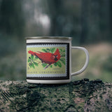 Cardinal Vintage Postage Stamp Enamel Camping Mug