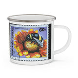 Bumble Bee on a Flower Vintage Postage Stamp Enamel Camping Mug