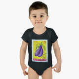 Eggplant Vegetable Stamp Baby Onesie