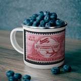 Air Mail Flight Vintage Postage Stamp Enamel Camping Mug