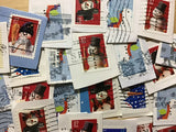 50 Snowman Postage Stamps, Used craft supplies, holiday, ephemera