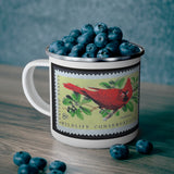 Cardinal Vintage Postage Stamp Enamel Camping Mug