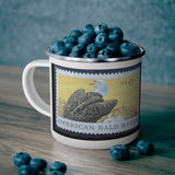 Bald Eagle Vintage Postage Stamp Enamel Camping Mug
