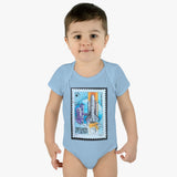 Space Rocket Stamp Baby Onesie
