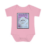 White Persian Cat Stamp Baby Onesie