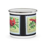Cardinal Vintage Postage Stamp Enamel Camping Mug