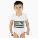 Man on the Moon Stamp Baby Onesie