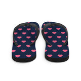 Pink Heart Print Flip Flops