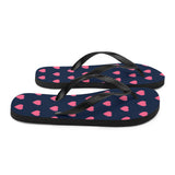 Pink Heart Print Flip Flops