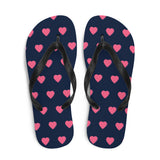 Pink Heart Print Flip Flops